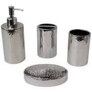 BLUE DONUTS Elegant Bathroom Accessories Set, Silver, Ceramic, 4 Piece BD3550360